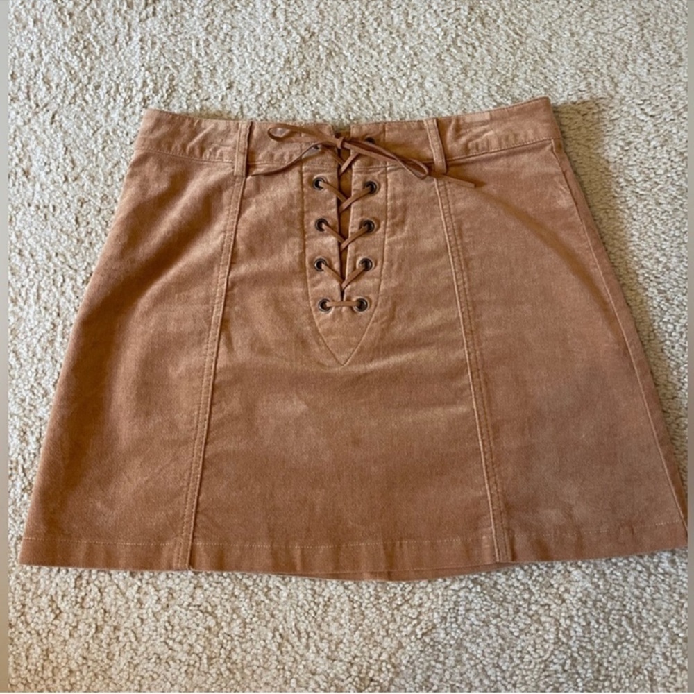 Forever 21 Brown Lace-Up A-Line Skirt